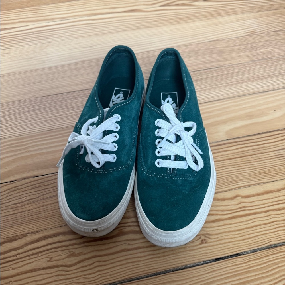 Vans Teal Velvet Sneakers with White Laces